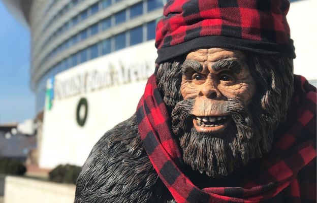 bigfoot brian outside of intrust bank arena in downtown wichita kansas