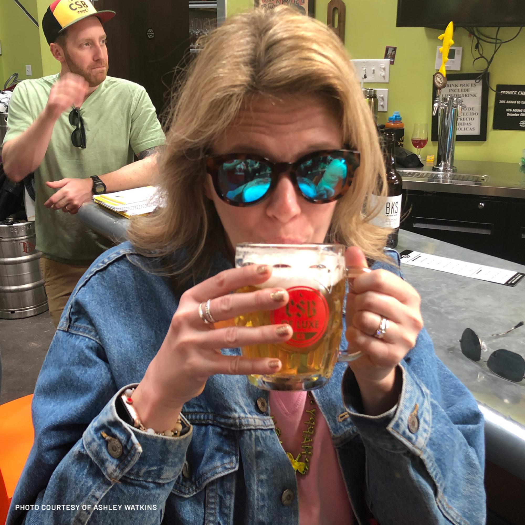 ashley watkins enjoys central standard brewing in wichita, kansas